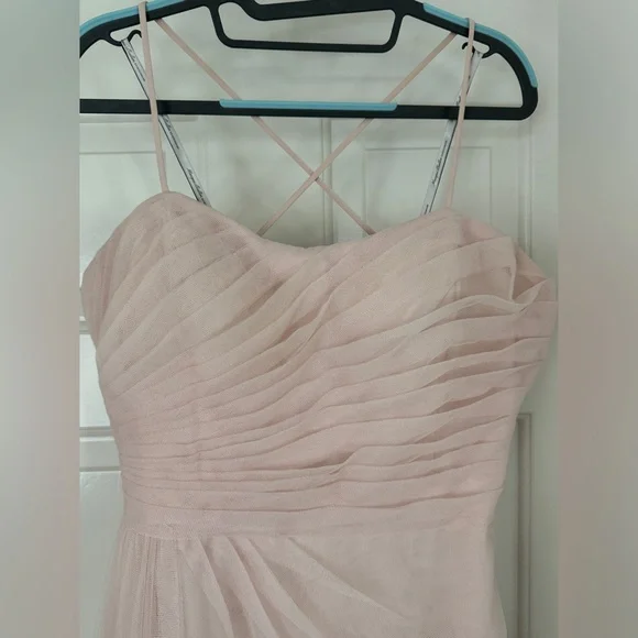 Blush pink Monique Lhuillier tulle bridesmaid dress - Picture 8 of 15